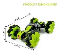 Remote Control Stunt Car, 360-Degree Rolling, 3 Hours Runtime, Rechargeable Battery, Green and Black,Drift Stunt Car with Spray Smoke, LED Lights | Hand Gesture RC Stunt Car, Double Sided 4WD Drift Remote Control Monster Truck (Green)