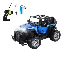 Remote Control Off-Road Jeep, LED Headlights, Metal Alloy Body, Manual Doors, Rubber Tyres, Green