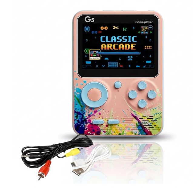 G5 Handheld Game Console for Kids, Retro Portable Console with Built-in 500 Classic Video Games, Retro Mini Game with 3" HD Screen, Rechargable Handheld Console for Girls & Boys multicolor