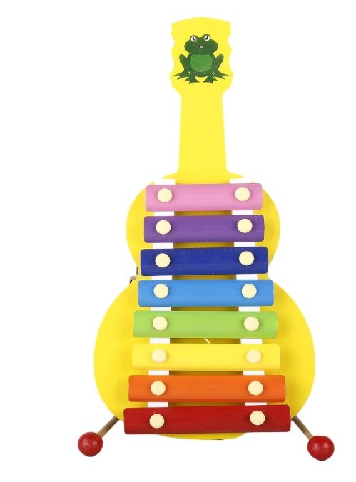 Gitara Beat 8-Note Wooden Xylophone with Frog Design, Rainbow Coloured Keys, Musical Educational Toy for Kids