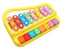 2-in-1 Musical Toy Xylophone and Piano, 8 Colourful Keys, Educational Learning Instrument for Toddlers 1-3 Years(Red & yellow)