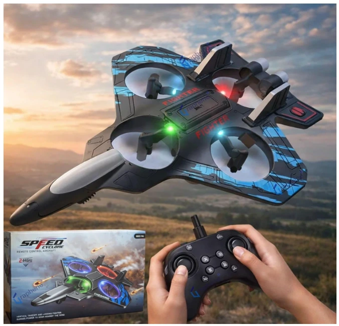 Remote Control Airplane RC Plane for 6-14 Years Kids Boys Adults Fighter Jet Toy 2.4 GHz with LED Lights 360° Flip Hovering Stunt Roll Spin Flight Aircraft Foam Glider Airplane Hobby Toy Trending Product