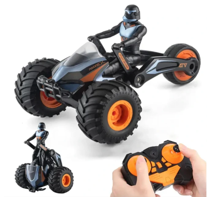 RC Rechargeable ATV with 360° Stunt Rotation and Dual Stunt Mode, Amazing Dual Type Stunt Super Space Bike Light & Music Very Impressive Star|WAR Themes