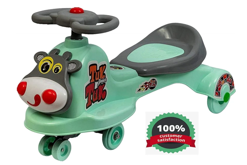 GOGA ENTERPRISES Tuk Tuk Junior Ride On Toy Car Kids Twist and Swing Car with Steering Wheel Mint Green