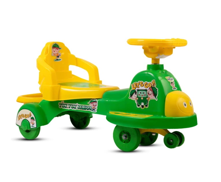 Baby Swing Car Tuk-Tuk Ride On Toy with Music, Sound, Lights, Backrest & Comfortable Seat for Kids | 1-5 Year Old (Multicolors)