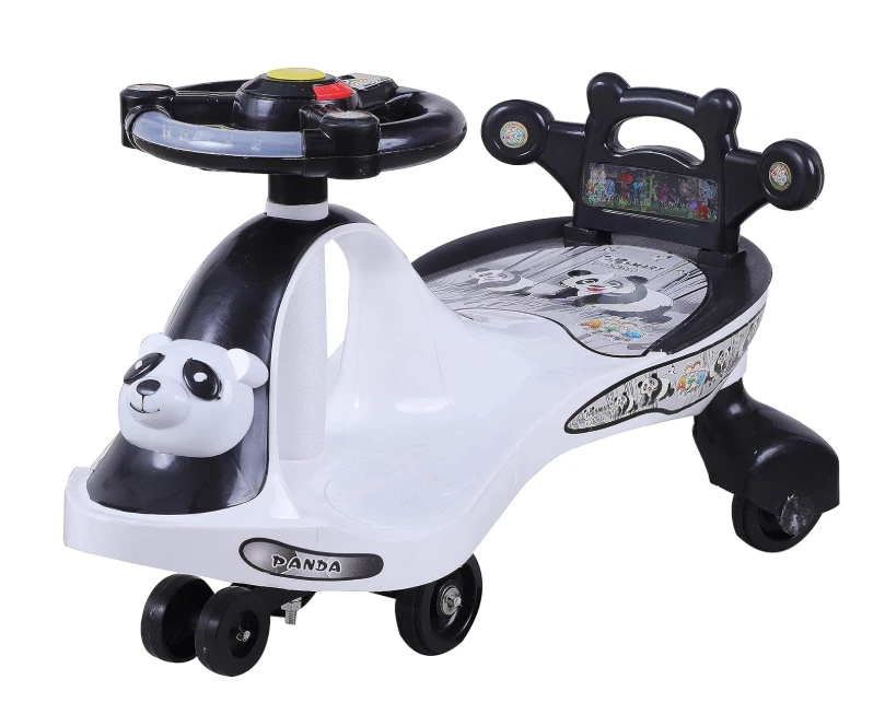 GOGA ENTERPRISES Panda Themed Magic Swing Car Ride on with Steering Wheel White very hard plastic (age 2+)