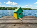 Bird House for Sparrow, Wooden Handmade Birdhouse Made According to The Nature of The Bird,Good for Nature and Great for Decoration (Green&Yellow Mix)